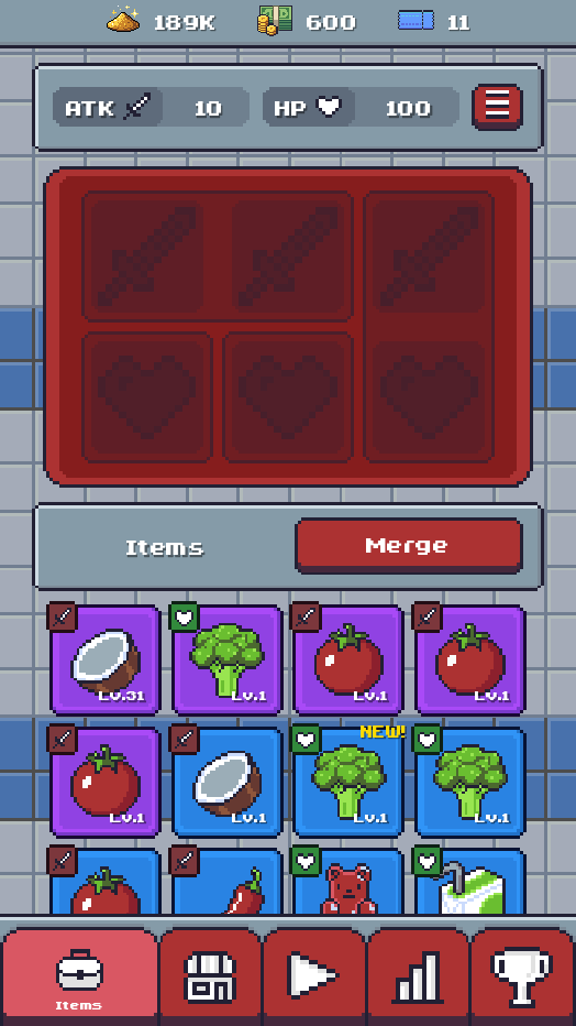 Sweeper Sinclair inventory and merge screen